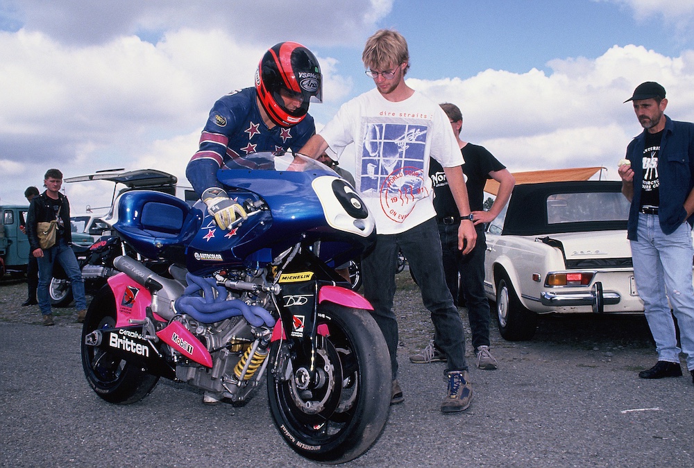 Andrew Stroud atop a Britten V-1000